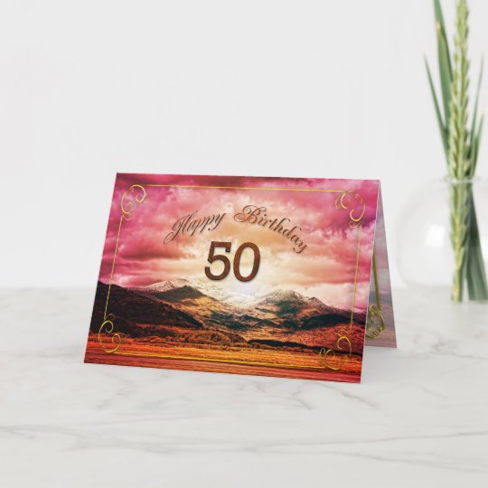 50 Geburtstag Sonnenuntergang Uber Den Bergen Karte Zazzle De