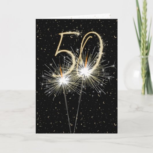50. Geburtstag Sparkler Karte (Vorderseite)