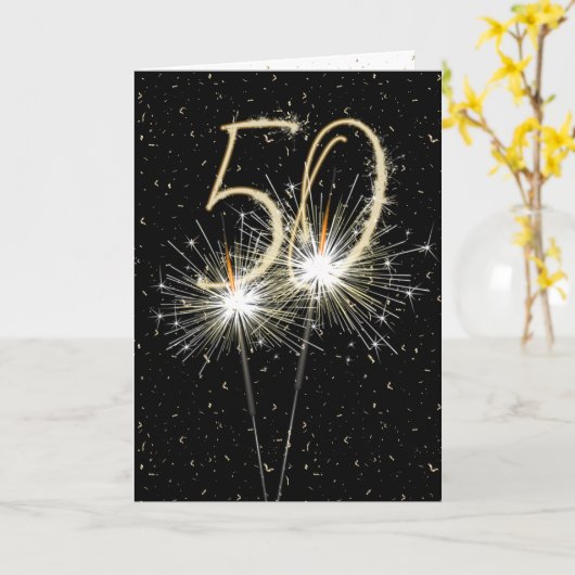 50. Geburtstag Sparkler Karte (Gelbe Blume)