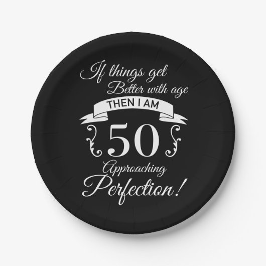 50. Geburtstag Spaß Annäherung Perfektion Pappteller (Vorderseite)