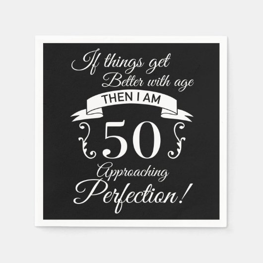 50. Geburtstag Spaß Annäherung Perfektion Serviette (Vorderseite)