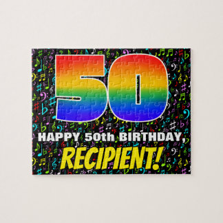50. Geburtstag — Spaß, farbenfrohe Musiksymbole & Puzzle