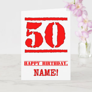 50. Geburtstag: Spaß, Red Rubber Briefmarke Inspir Karte