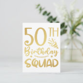 50. Geburtstag Squad 50 Party Crew Postkarte (Stehend Vorderseite)