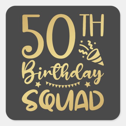 50. Geburtstag Squad 50 Party Crew Quadratischer Aufkleber (Vorderseite)