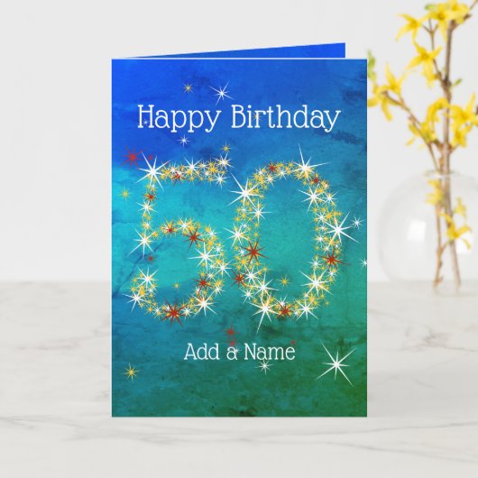 50. Geburtstag - Startnummern - Blau grün - Alter Karte (Gelbe Blume)