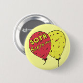 50. Geburtstag steigt Knopf im Ballon auf Button (Vorne & Hinten)