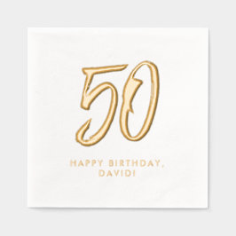 50. Geburtstag stilvoll modern golden personalisie Servietten Mit Folie