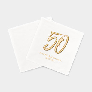 50. Geburtstag stilvoll modern personalisiert gold Servietten Mit Folie