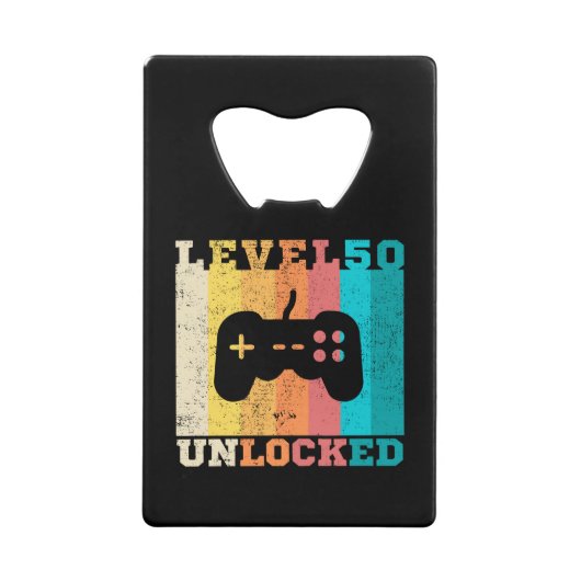 50. Geburtstag Stufe 50 entsperrt Geldbeutel Flaschenöffner (Vorderseite)