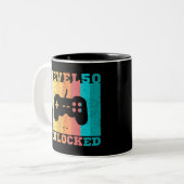 50. Geburtstag Stufe 50 entsperrt Zweifarbige Tasse (Vorderseite Links)