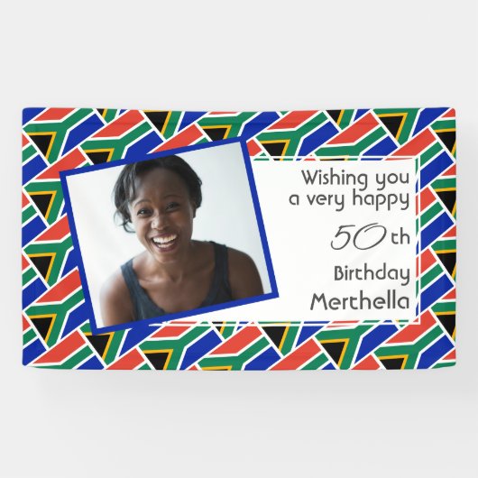 50. Geburtstag SÜDAFRIKA FLAG Custom Foto Banner (Horizontal)