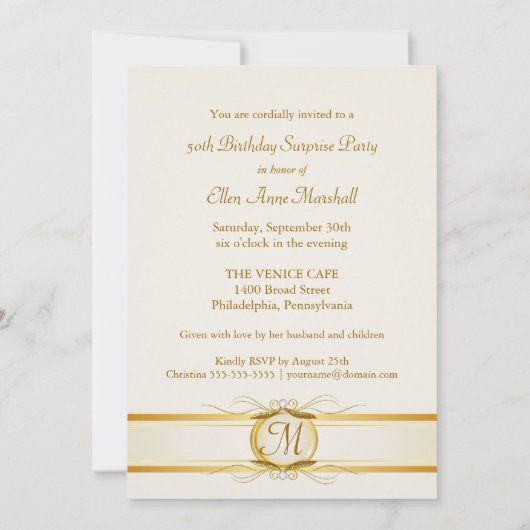 50. Geburtstag Surpise Party - Einladung (Rückseite)