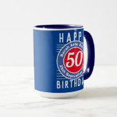 50. Geburtstag Tasse mit Alter, Name und Datum (VorderseiteRechts)