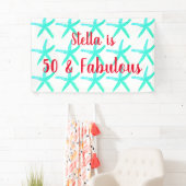 50. Geburtstag Teal Seestern-Muster Fünfzig Alter Banner (Insitu)