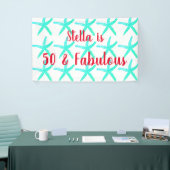 50. Geburtstag Teal Seestern-Muster Fünfzig Alter Banner (Messeveranstaltung)