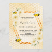 50. Geburtstag Tee Party Honigwabenbäume Einladung (Vorne/Hinten)