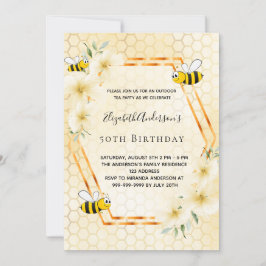 50. Geburtstag Tee Party Honigwabenbäume Einladung