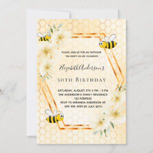 50. Geburtstag Tee Party Honigwabenbäume Einladung