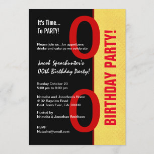 50. Geburtstag Teil Modernes Gelbes Rotes Schwarze Einladung