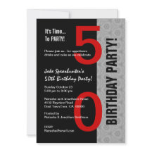 50. Geburtstag Teil Modernes Rotes Silber Schwarz