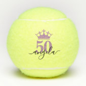 50. Geburtstag Tennis Court Queen Personalisiert Tennisbälle (Vorderseite)
