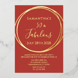 50. Geburtstag Terracotta Burnt Orange Gold Folieneinladung