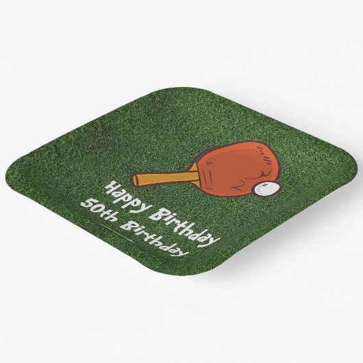 50. Geburtstag Tischtennis-Tischtennis Pappteller (Gewinkelt)