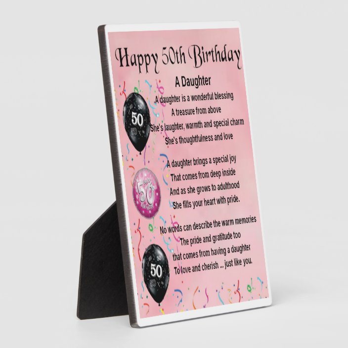 50. Geburtstag Tochter Gedicht Plaque Fotoplatte Zazzle.de