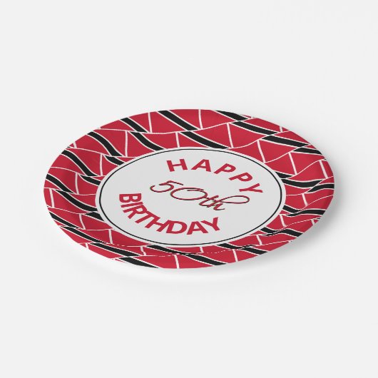 50. Geburtstag TRINIDAD FLAG Custom Pappteller (Schrägansicht)