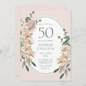 50. Geburtstag tropische Flora Einladung (Vorne/Hinten)