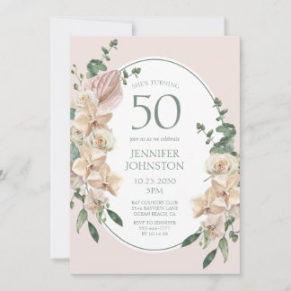 50. Geburtstag tropische Flora Einladung