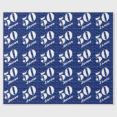 50. Geburtstag Typografie Navy Geschenkpapier (Flach)