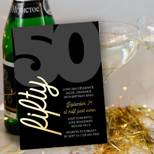 50. Geburtstag Überdimensionierte Fifty Schrift Sc Folieneinladung