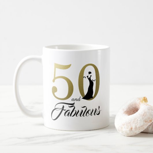 50. Geburtstag und fabelhafter Goldfoil 50. Kaffeetasse (Mit Donut)