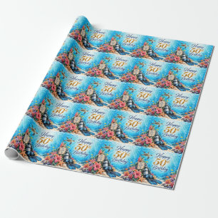 50. Geburtstag Unterwasser-Geburtstag für Taucher Geschenkpapier