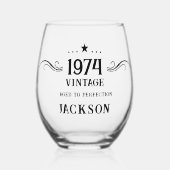 50. Geburtstag Vintag 1974 Weinglas Ohne Stiel (Vorderseite)