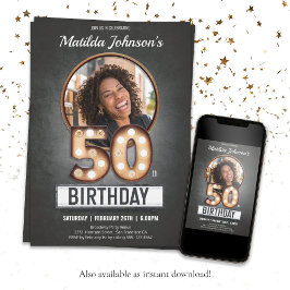 50. Geburtstag Vintag Marquee Fun Custom Foto Einladung
