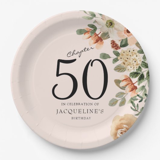 50. Geburtstag Vintag Pappteller (Vorderseite)