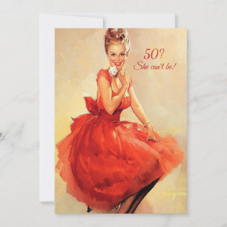 50. Geburtstag Vintag sexy Button Up Red Dress Einladung