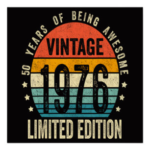 50. Geburtstag Vintage 1976 limitierte Auflage  Poster