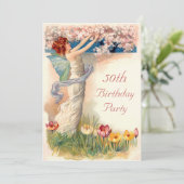 50. Geburtstag Vintager Mehlbröckchen Einladung (Stehend Vorderseite)