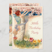 50. Geburtstag Vintager Mehlbröckchen Einladung (Vorne/Hinten)