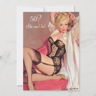 50. Geburtstag, Vintages Sexy Button Up Black Ling Einladung