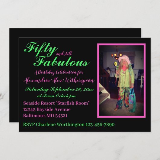 50. Geburtstag voller Spaß Einladung (Vorne/Hinten)