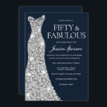 50. Geburtstag von Silver Diamond Gown Einladung<br><div class="desc">50 & Fabulous!! Silver Diamond Gown Frauen 50. Geburtstagsparty Einladung Variationen zur Einladung und passende Artikel in unserem Shop</div>