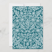 50. Geburtstag Weiß & Dunkel Aquamarine botanische Einladung (Rückseite)