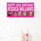 50. Geburtstag weiß pink 5 Foto Kreise Banner (InSitu)