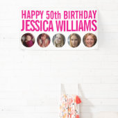 50. Geburtstag weiß pink 5 Foto Kreise Banner (InSitu)