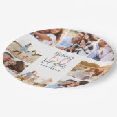 50. Geburtstag weißer Girly Glitzer Foto Collage Pappteller (Schrägansicht)